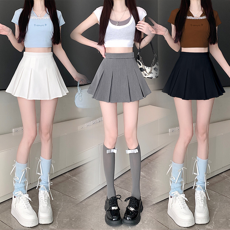 A字百褶西装面料学院风百搭显瘦超短辣妹短裙半身裙女