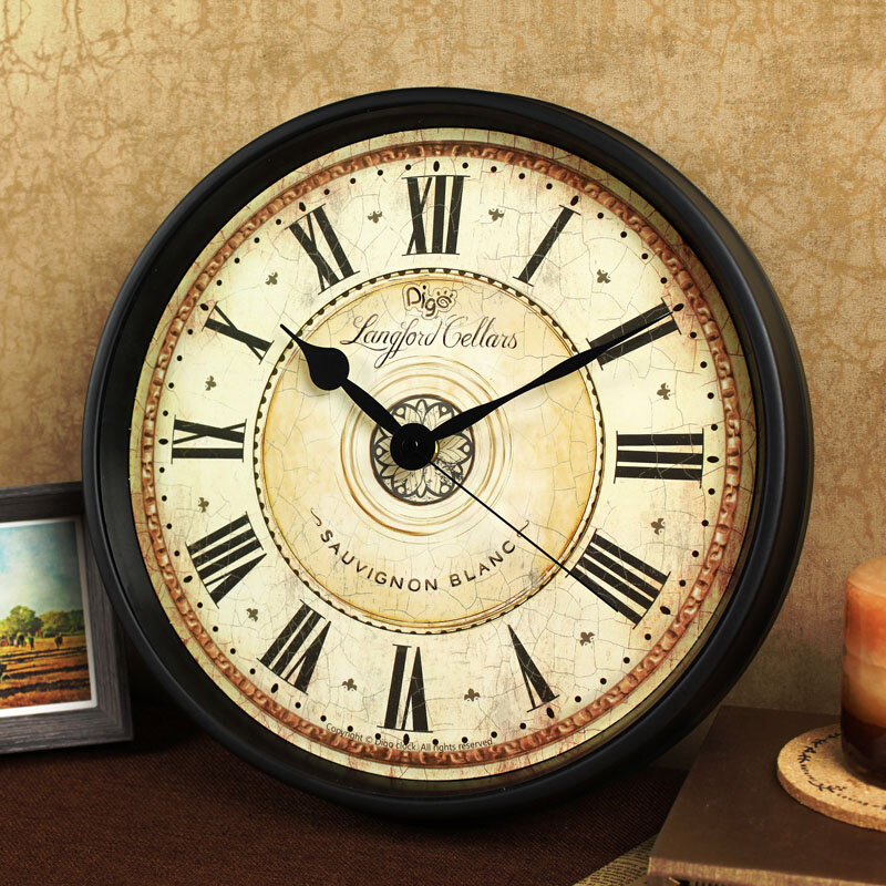12寸复古怀旧家用时钟客厅挂钟欧式静音罗马数字美式挂墙卧室钟表