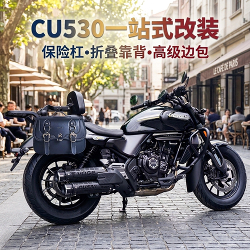 适用隆鑫无极CU530前护杠防摔保险杆折叠后靠背帆布复古边包改装