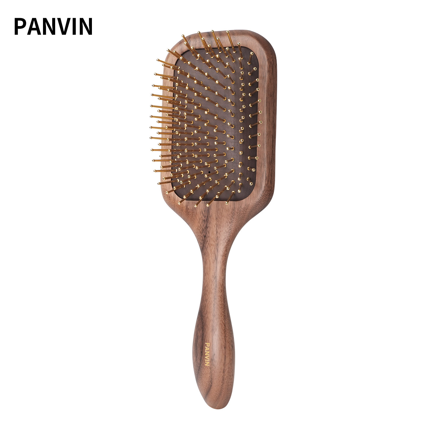 PANVIN24k镀金气垫梳按摩大板梳式头皮护理长柄方形梳子礼盒