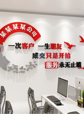 励志墙贴标语客户3亚克力装饰会议办公室公司企业文化墙定制贴纸