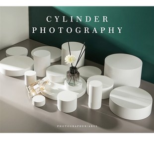 圆柱体底座定制小摆件拍照白色几何体展示台背景美食化妆品道具