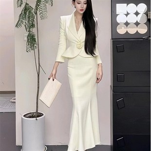 高级感半身长裙子两件套装 时尚 上衣女2025春季 西装 女 气质优雅长袖