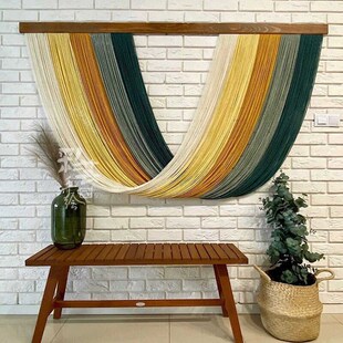 手工编织工艺挂毯墙面装饰挂件民宿酒店软装布艺流苏壁挂背景挂画