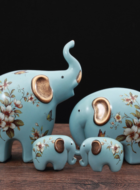 欧式田园网红摆件陶瓷大象家居装饰品电视柜客厅玄关现代简约招财