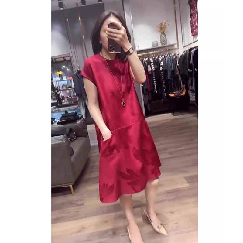高端轻奢显瘦A版连衣裙2024新款大码女装胖mm国风改良红色旗袍裙图片