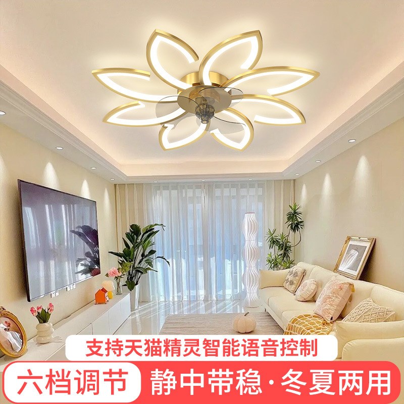 吸顶风扇灯2023年新款简约现代家用客厅卧室餐厅大风力隐形吊扇灯图片