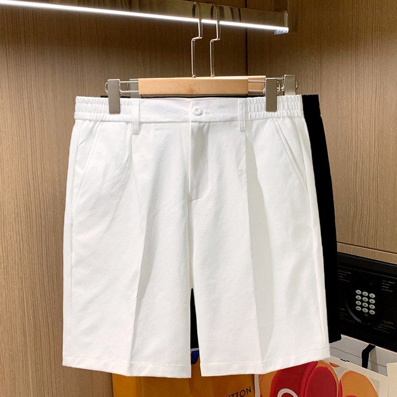韩版简约时尚定制裤子男直筒五分裤 夏季休闲个性百搭白色短裤男,男装,休闲裤,淘宝优惠券,粉丝福利购,淘宝优惠卷