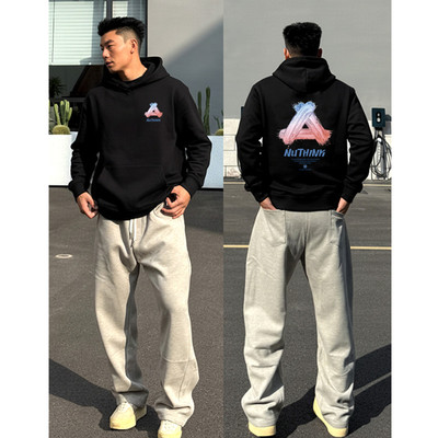 国潮痞帅秋冬加绒加厚款街头卫衣