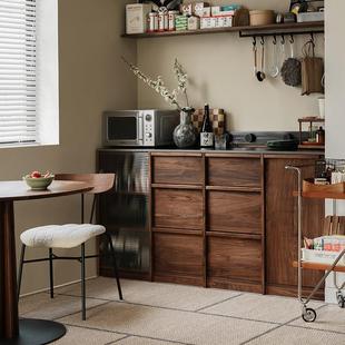 浮生记/黑胡桃木餐柜靠墙一体储物柜子置物柜家用客厅矮柜边柜