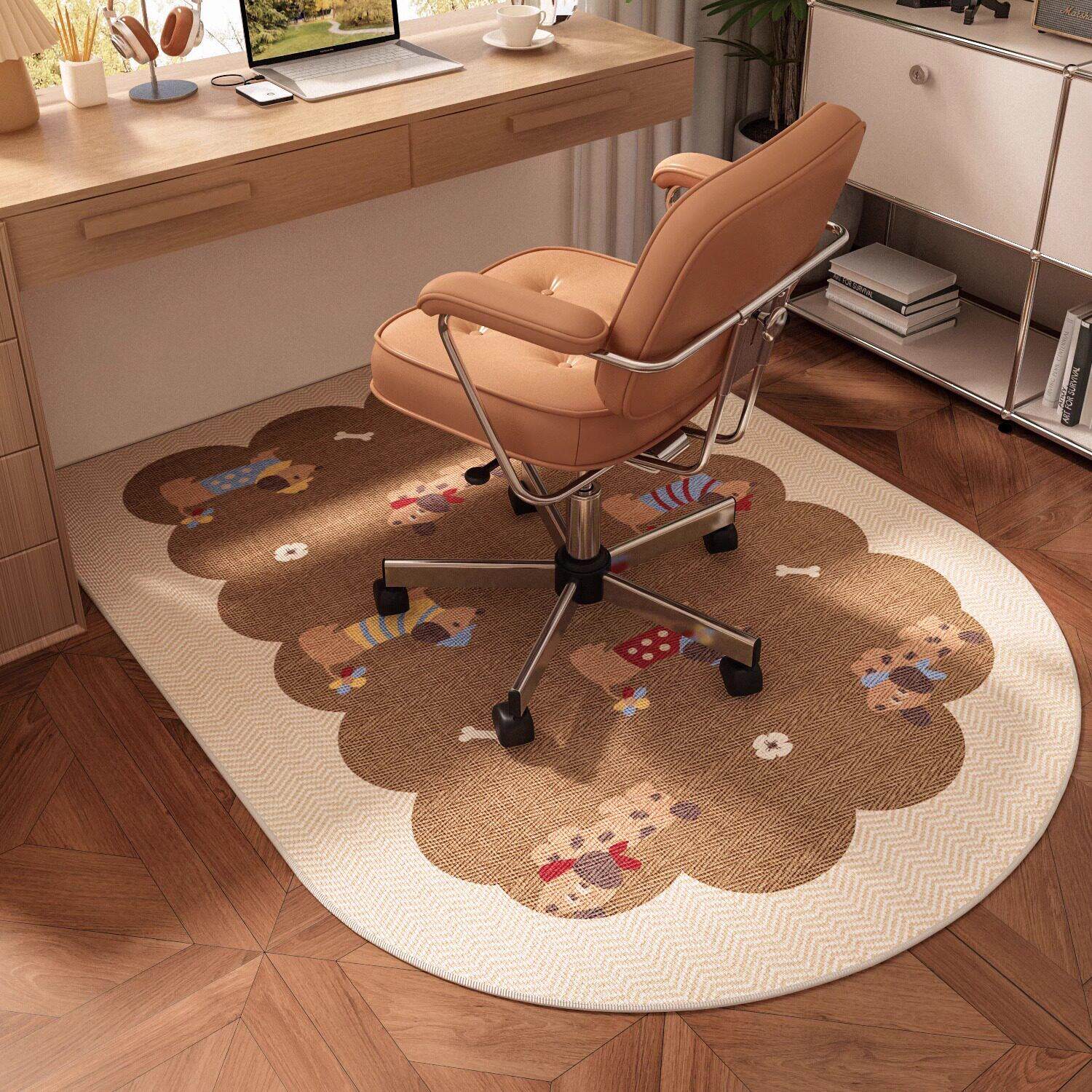 书房地毯彷剑麻电脑书桌学习椅子隔音地垫免洗可擦滑轮转椅垫脚垫