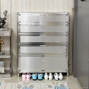 简约不锈钢鞋柜家用门口防水防晒户外阳台收纳柜大容量铝合金鞋架