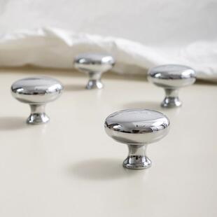 INDOORS法式极简柜门把手衣柜门鞋柜抽屉黄铜镀铬银色圆形小拉手