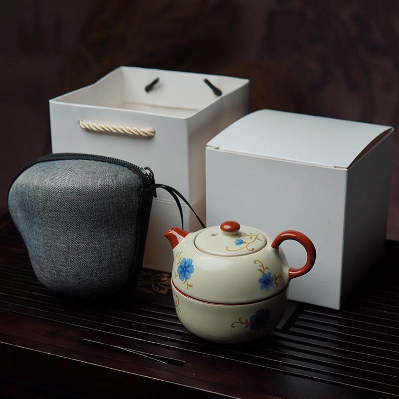 景盛堂旅行功夫茶具汝窑茶壶茶杯简约便携式一壶一杯单人户外泡茶,餐饮具,旅行茶具,淘宝优惠券,粉丝福利购,淘宝优惠卷