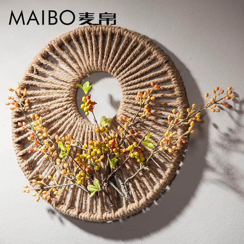 中式藤编圆形壁饰墙上民宿挂件客厅背景墙墙面麻绳壁挂挂饰装饰品,家居饰品,壁饰,淘宝优惠券,粉丝福利购,淘宝优惠卷