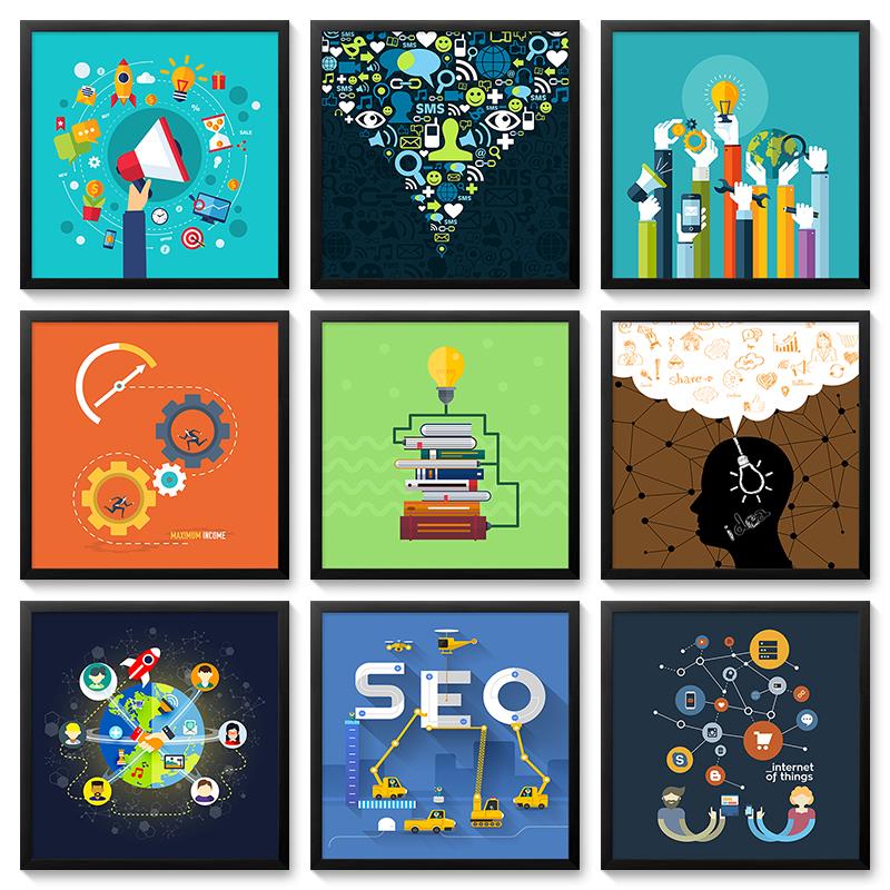 企业文化背景墙办公室装饰画It互联网科技网络公司壁画会议室挂画