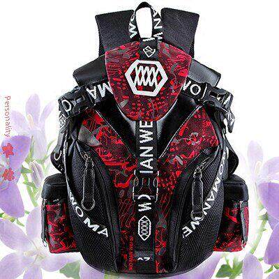 可放全头盔机车骑行装备摩托车男大容量越野双肩背包防水覆古个性