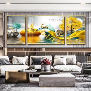 客厅装饰画沙发背景墙壁画挂画三联画现代简单优雅平易奢华钻石水