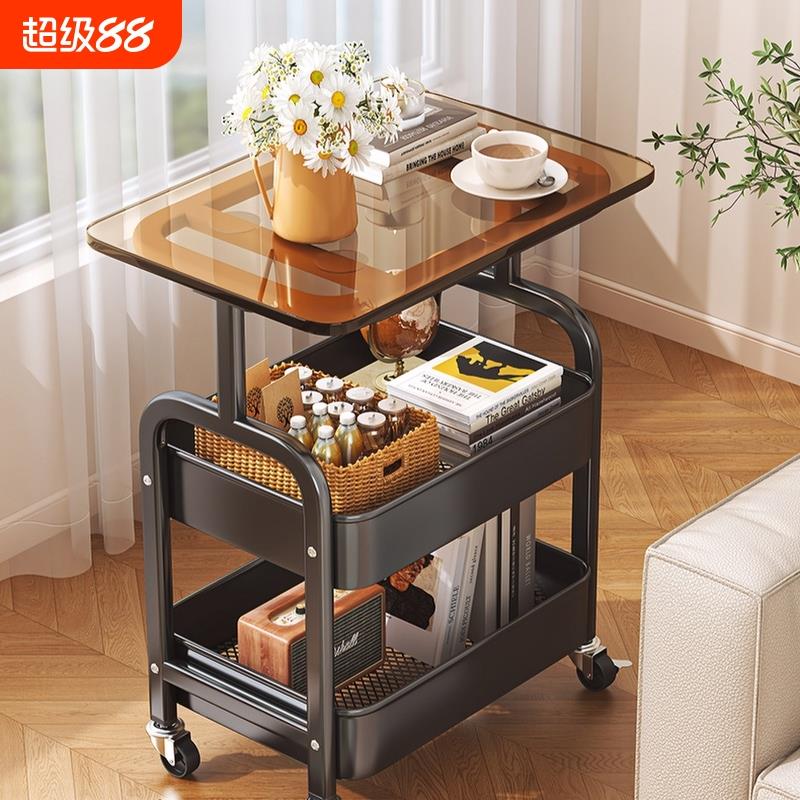 中古小推车可移动沙发边几收纳柜茶几床边桌子零食置物架落地多层