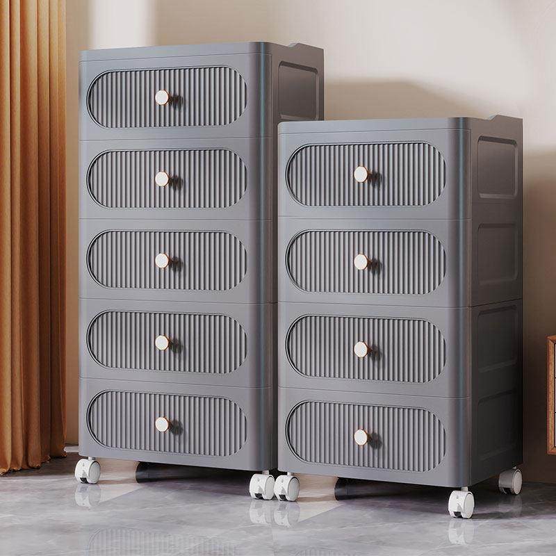 加厚加深抽屉式收纳柜夹缝储物柜卧室塑料五斗柜万向轮多层置物架