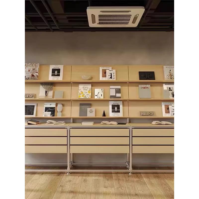 桦木海洋板铝型材中岛台展示架多层收纳架文件抽屉展览书架陈列架