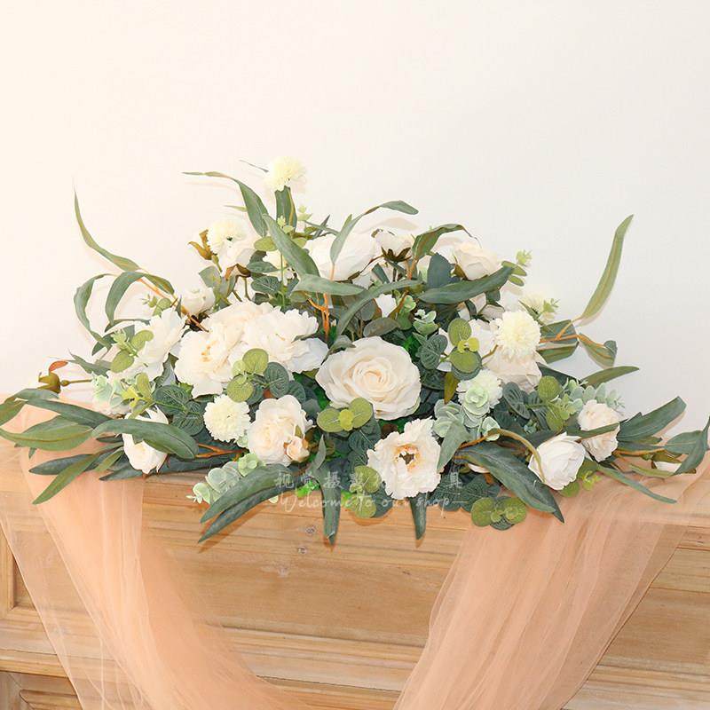 覆古彷真花摄影道具电视柜玄关花艺讲台签到台桌花家居摆饰婚庆