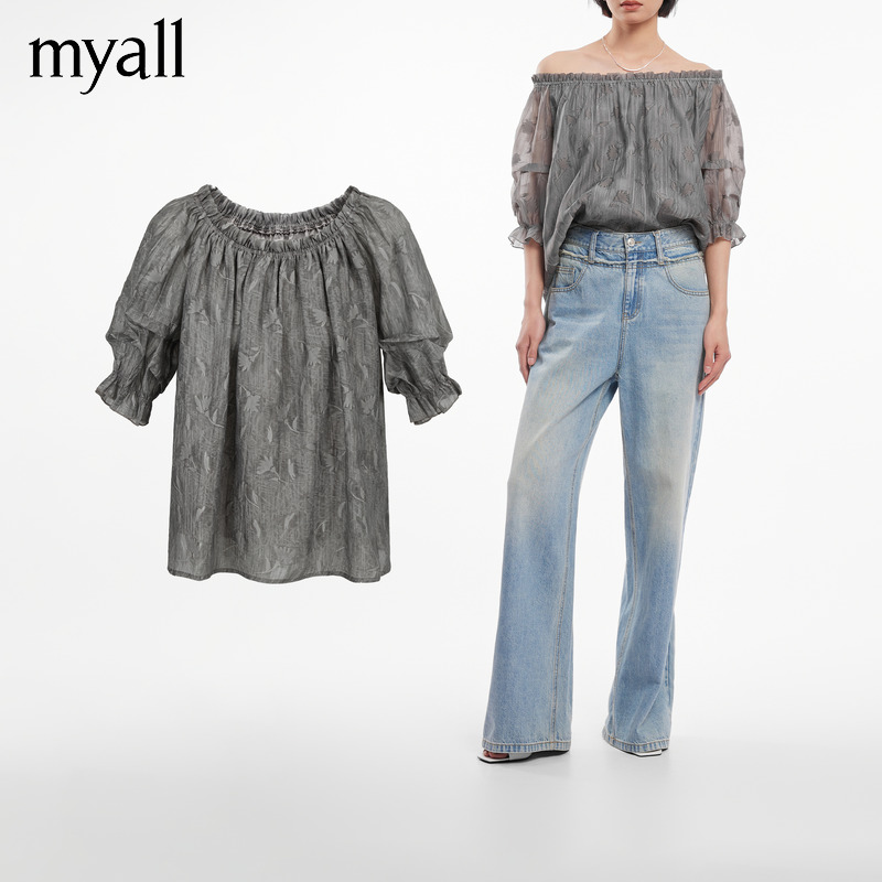 myall防晒衬衫女2025夏季新款薄款轻奢一字肩气质女士上衣小衫夏