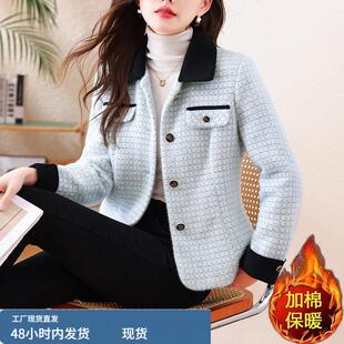 毛呢小香风短外套女士春秋冬2025年新款加棉加厚今年流行爆款上衣