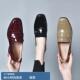 粗跟软底亮皮乐福鞋 方头单鞋 女鞋 一脚蹬春季 英伦风 女中跟2025新款