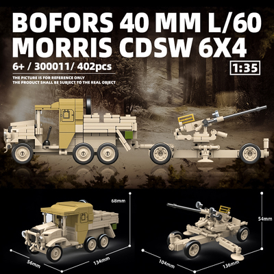二战坦克BOFORS 40MM L/60 拼装模型积木汽车玩具MORRIS CDSW 6X4