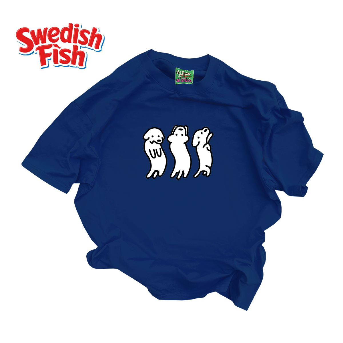 深蓝色！美式原创小众嘻哈rap无性别oversize高街穿搭重磅短袖T