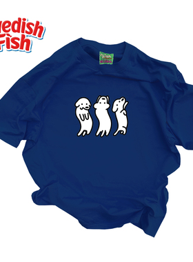 深蓝色！美式原创小众嘻哈rap无性别oversize高街穿搭重磅短袖T