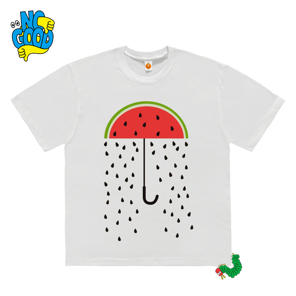 interesting灵魂！西瓜雨伞印花夏季潮流卡通插画趣味小众短袖T恤