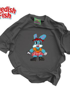 铁灰色！涂鸦亚文化千禧风学生y2k朋克穿搭卡通美式无性别短袖T恤