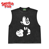 奢潮穿搭卡通涂鸦oldschool嘻哈无性别设计感240g重磅美式 砍袖 T恤