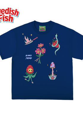 深蓝色！美式千禧风阿美咔叽oversize无性别小众纯棉重磅短袖T恤