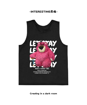 interesting灵魂 维尼熊坎通动漫Ootd奢潮千禧风美式小众长款背心