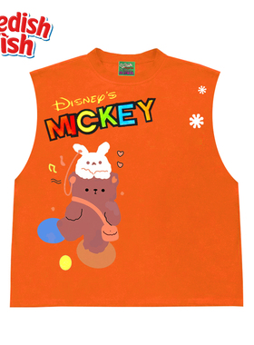 橙色！治愈可爱软萌小熊兔子高级感亮色原创小众砍袖T恤ins风全棉