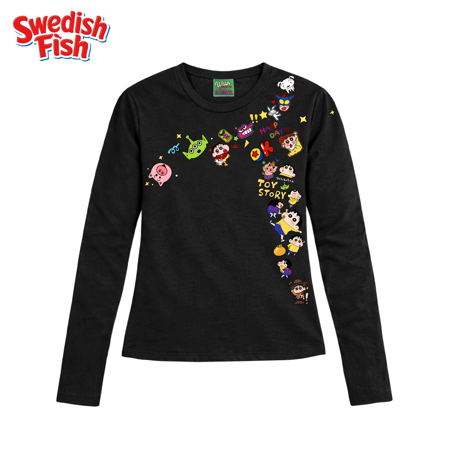 interesting灵魂！蜡笔小新！JHYQ卡通动漫拼接ins原创y2k辣妹T恤,男装,时尚防晒服,淘宝优惠券,粉丝福利购,淘宝优惠卷