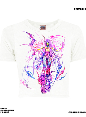 interesting灵魂！Y2K镭射渐变厚磅美式潮牌学院风ootd纯棉短袖T