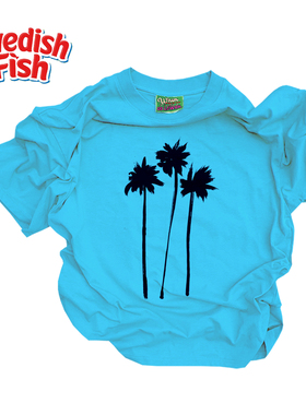 浅湖蓝色！ins设计感240g重磅纯棉千禧风亮色无性别oversize短袖T