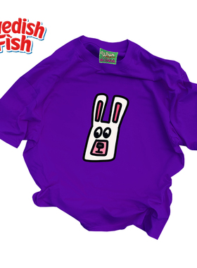 深紫色！纯棉ins风街头oversize阿美咔叽高街设计感宽松百搭短袖T