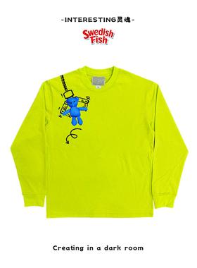 interesting灵魂 小领口荧光绿oversize 240g Ootd全棉原创长袖T