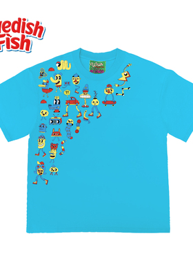 浅湖蓝色！欧美ins风街头oversize高街JHYQ纯棉穿搭Ootd短袖T恤