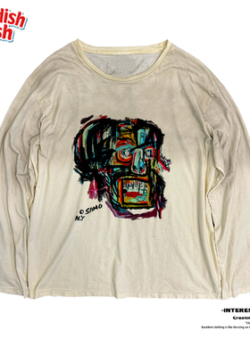interesting灵魂 抽象艺术绘画创意vintage高街小众长袖T恤