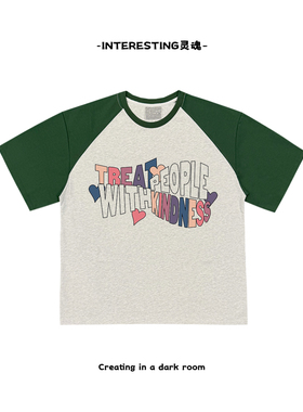 interesting灵魂 oversize美式嘻哈rap街头滑板多巴胺原创插肩袖