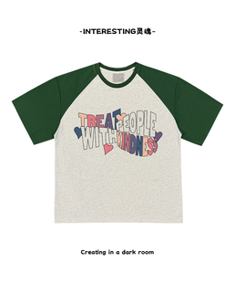 嘻哈rap街头滑板多巴胺原创插肩袖 interesting灵魂 oversize美式