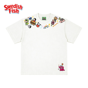 interesting灵魂！原创！蜡笔小新卡通动漫拼接oversize小众短袖T