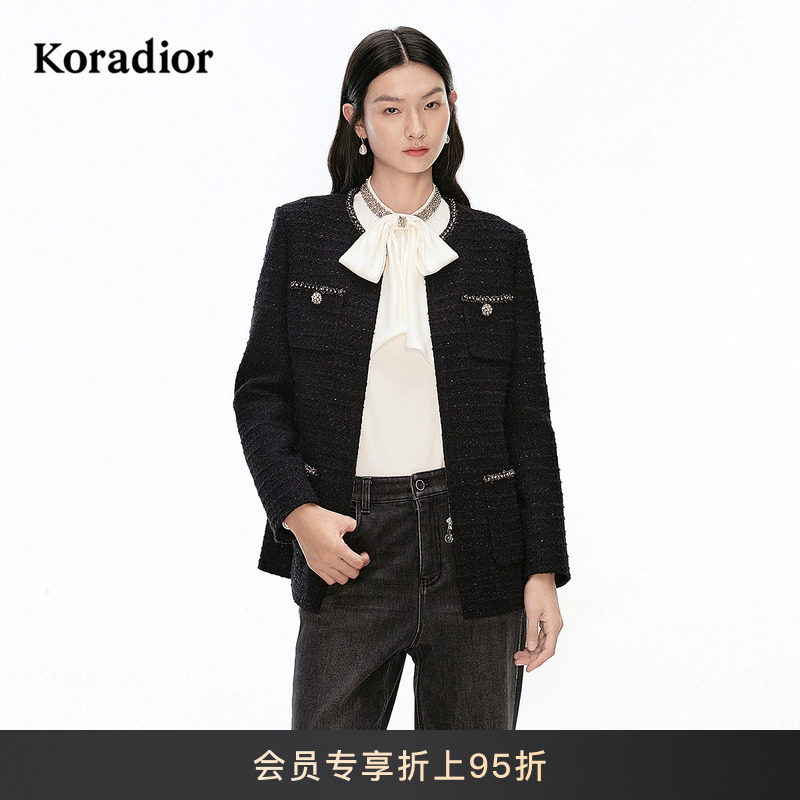 Koradior珂莱蒂尔商场同款2026春季新款气质名媛香风亮片花呢外套,女装/女士精品,短外套,淘宝优惠券,粉丝福利购,淘宝优惠卷