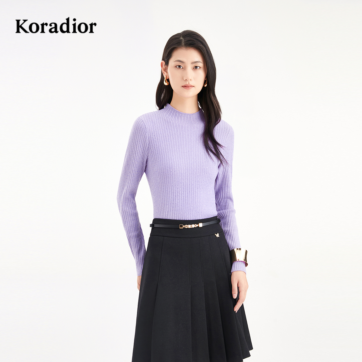 【绵羊毛】Koradior珂莱蒂尔商场同款2025秋新款气质打底针织衫女